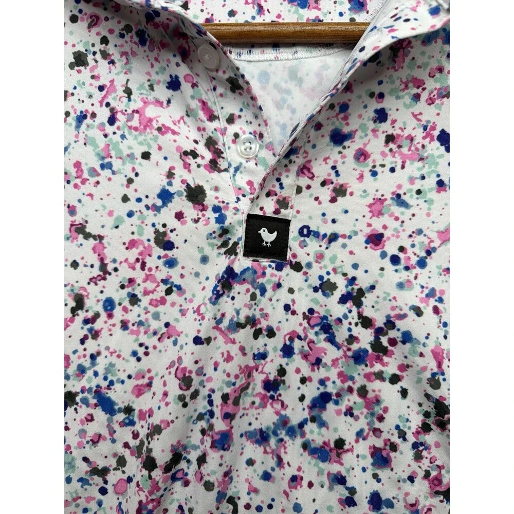Bad Birdie Golf Polo Splatter Paint print kids size large
